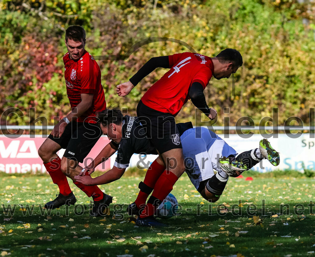 2023-11-05_025_FC_Herzogstadt_gegen_TuS_Oberding | Erding, Deutschland, 05.11.2023:
Fußball, Kreisklasse 2023 / 2024, 14. Spieltag, FC Herzogstadt gegen TuS Oberding, Endergebnis: 4:5

Christian Werner (TuS Oberding, #4), Luis Bigalke (FC Herzogstadt, #8)

Foto: Christian Riedel / fotografie-riedel.net