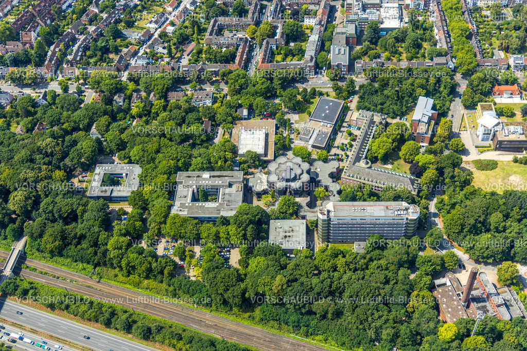 Duisburg250703818Mitte | Luftbild, Universität Duisburg-Essen, Campus Duisburg, Audimax und Mensa Gebäude, Neudorf-Nord, Duisburg, Ruhrgebiet, Nordrhein-Westfalen, Deutschland