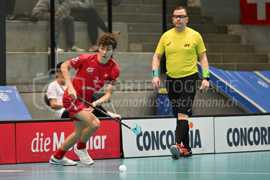 Switzerland B U19 vs Switzerland U19 - 4. February 2024 | Switzerland B U19 vs Switzerland U19
U19 Men International Matches in Switzerland
GoEasy Arena, Siggenthal Station
Switzerland defender #2 Timon Anderegg.
Credit: Markus Aeschimann | <a href="https://www.markus-aeschimann.ch">Sportfotografie Markus Aeschimann</a> | <a href="https://www.instagram.com/sportfotografie.aeschimann">@sportfotografie.aeschimann</a> - Realisiert mit Pictrs.com