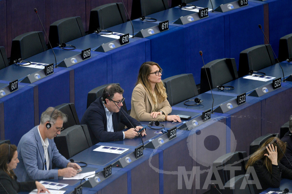 _DWI0260 | Margarita DE LA PISA CARRIÓN (517, ECR); Rob ROOKEN (518, ECR); Jean-Lin LACAPELLE (520, ID), Virginie JORON (521).Das Europäische Parlament in Straßburg, 22.04.2024
 - Realisiert mit Pictrs.com