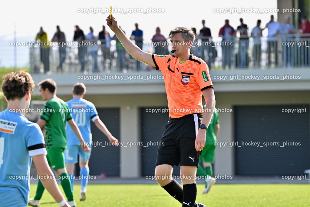 SC Landskron vs. SVG Bleiburg | Martin Begusch Referee, Gelbe Karte, SC Landskron vs. SVG Bleiburg, SC Landskron vs. SVG Bleiburg am 28.04.2024 in Villach (Sportzentrum Landskron), Austria, (Photo by Bernd Stefan)