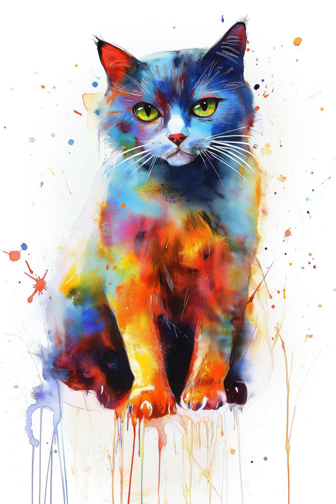 2501033 - Katzenillustration | Eine Katze im Stil eines Aquarell Gemäldes