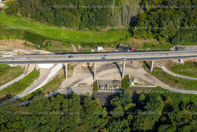 Hagen230902735 | Luftbild, Baustelle Talbrücke Brunsbecke, Autobahn A45, Eilpe, Hagen, Ruhrgebiet, Nordrhein-Westfalen, Deutschland