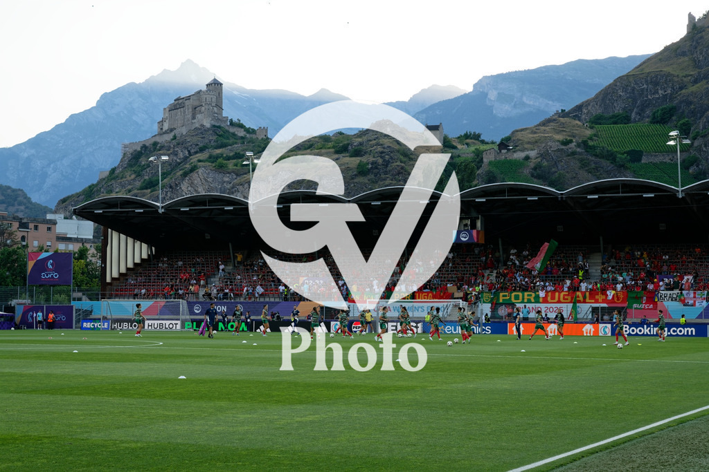 Portugal v Belgium: UEFA Women's EURO 2025 Group B | SION, SWITZERLAND - JULY 11: General view inside the stadium  during the UEFA Women's EURO 2025 Group B match between Portugal and Belgium at Stade de Tourbillon on July 11, 2025 in Sion, Switzerland. (Photo by Giuseppe Velletri/Sports Press Photo/Getty Images)