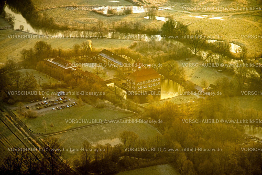 Hamm250200077Uentrop | Luftbild, Schloss Oberwerries Wasserschloss in den Lippeauen, Bildungsstätte und Begegnungsstätte, Stadtbezirk Heessen, Hamm, Ruhrgebiet, Nordrhein-Westfalen, Deutschland