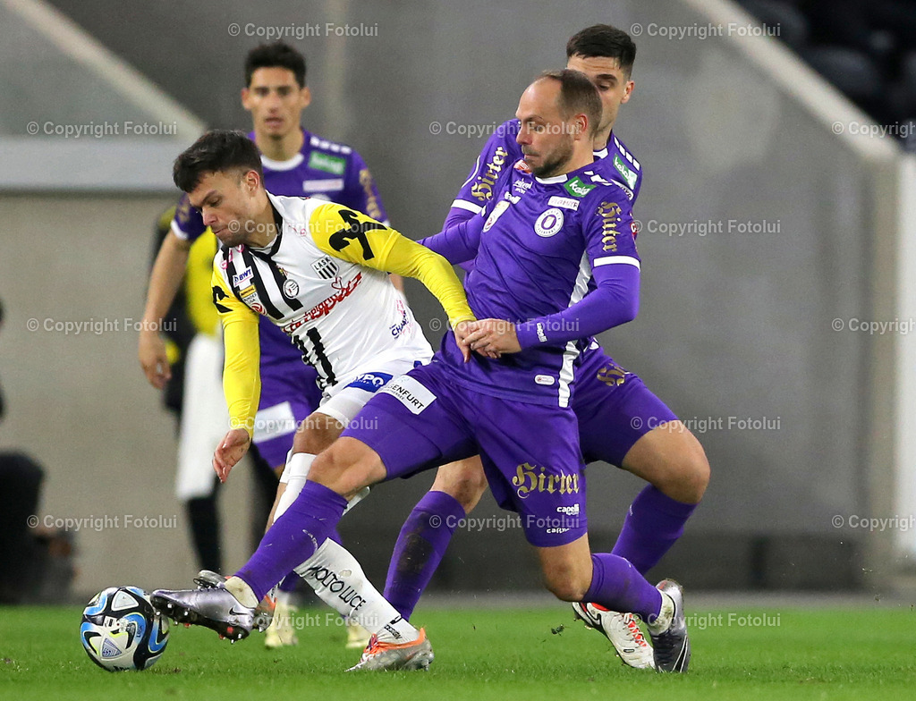 A_LUI_11022024_08 | SPORT,FUSSBALL ,ADMIRAL BUNDESLIGA 11.02.2024 LASK-AUSTRIA KLAGENFURT,IM BILD: SASCHA HORVATH (LASK) UNDRICO BENATELLI  (KLAGENFURT) FOTO.FOTOLUI/MW