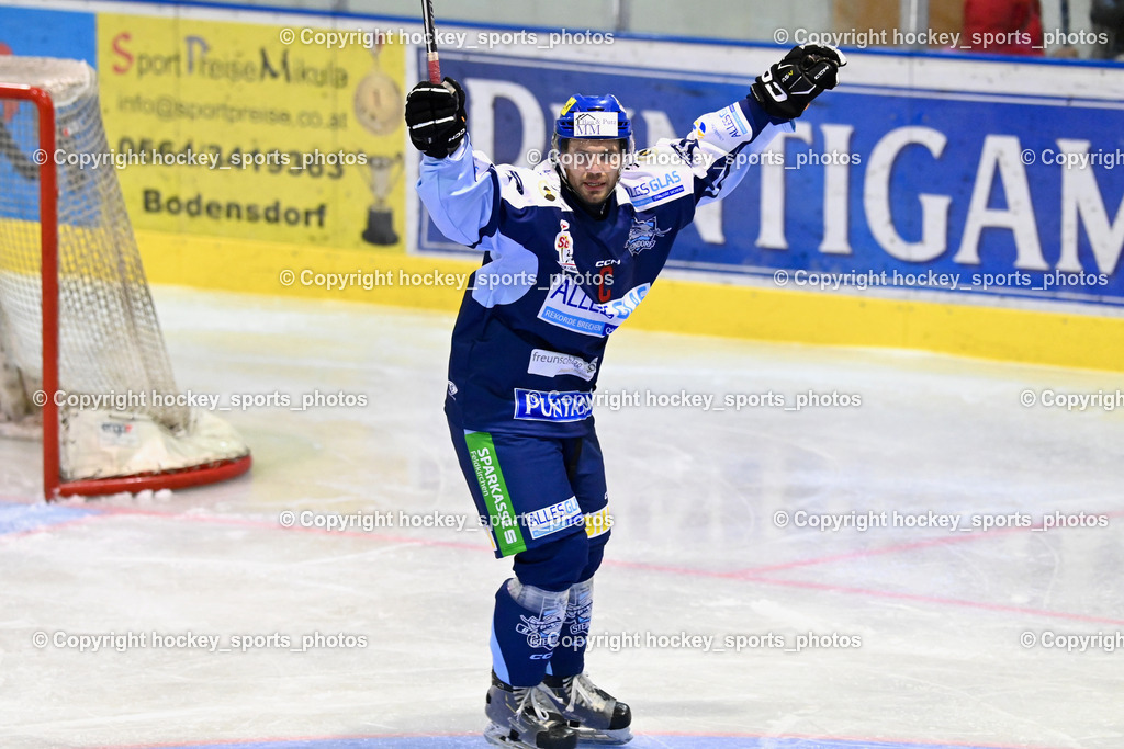 ESC Steindorf vs. MET PHOTOVOLTAIK HORNETS SPITTAL | Jubel #57 Wilfan Franz ESC Steindorf, ESC Steindorf vs. MET PHOTOVOLTAIK HORNETS SPITTAL, ESC Steindorf vs. MET PHOTOVOLTAIK HORNETS SPITTAL am 26.10.2024 in Steindorf (Ossiachersee Halle), Austria, (Photo by Bernd Stefan)