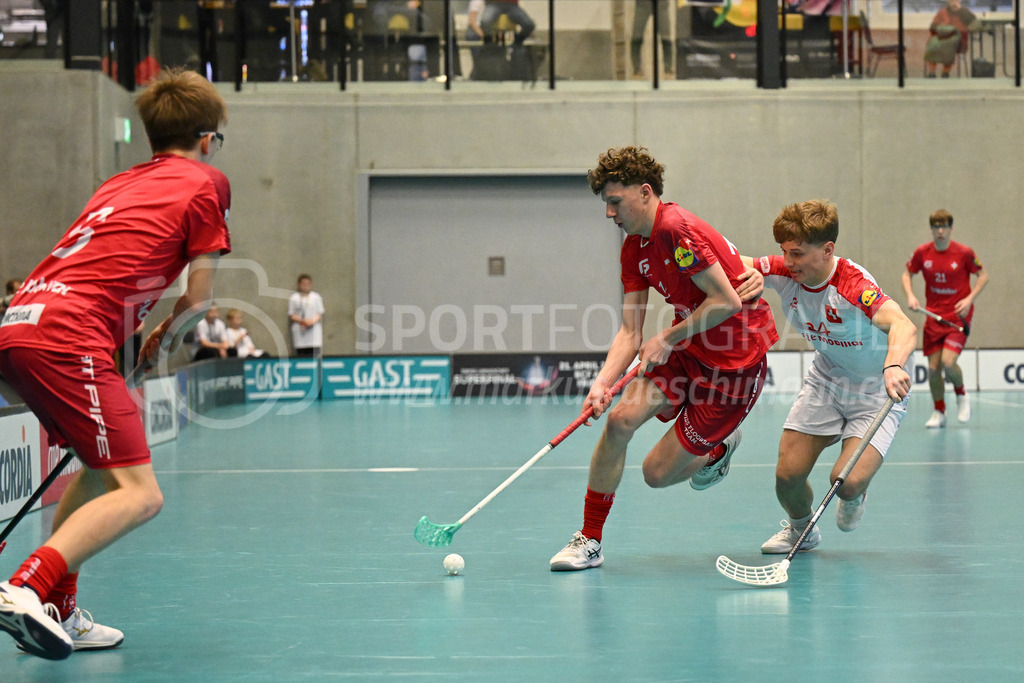 Switzerland B U19 vs Switzerland U19 - 4. February 2024 | Switzerland B U19 vs Switzerland U19
U19 Men International Matches in Switzerland
GoEasy Arena, Siggenthal Station
Switzerland defender #12 Janik Kürschner and Switzerland forward #24 Thierry Waber.
Credit: Markus Aeschimann | <a href="https://www.markus-aeschimann.ch">Sportfotografie Markus Aeschimann</a> | <a href="https://www.instagram.com/sportfotografie.aeschimann">@sportfotografie.aeschimann</a> - Realisiert mit Pictrs.com