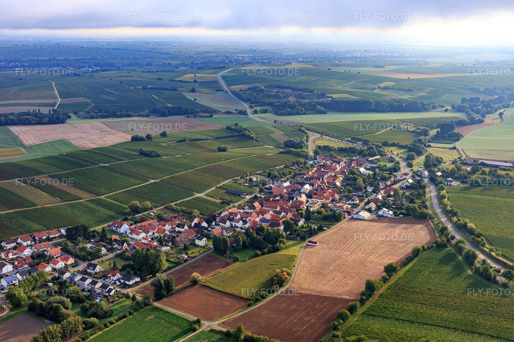 Luftbild: Dorfansicht an der B38 aus Südwesten in Niederhorbach im Bundesland Rheinland-Pfalz in Deutschland. Foto: IMG_103290.jpg vom 10.09.2017 durch Werner Riehm/FLY-FOTO.de