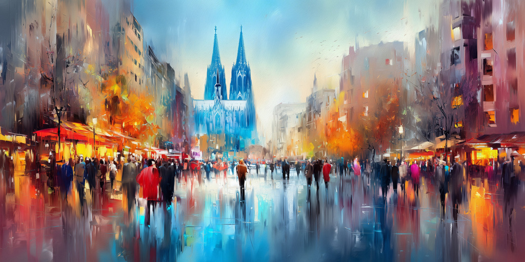 2601008 - Abstraktes Köln Gemälde | Köln Gemälde als hochwertiger Kunstdruck auf Leinwand, Acrylglas, Alu-Dibond oder als Poster.