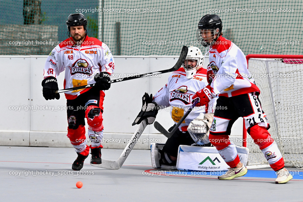 SV ASKÖ Ballhockey Villach vs. Ultras Spittal | #48 Krall Felix HSC Zwa, #1 Boschitz Anton HSC Zwa, #71 Haller Bastian HSC Zwa, SV ASKÖ Ballhockey Villach vs. Ultras Spittal, SV ASKÖ Ballhockey Villach vs. Ultras Spittal am 10.05.2026 in Villach (Alpen Arena ), Austria, (Photo by Bernd Stefan)