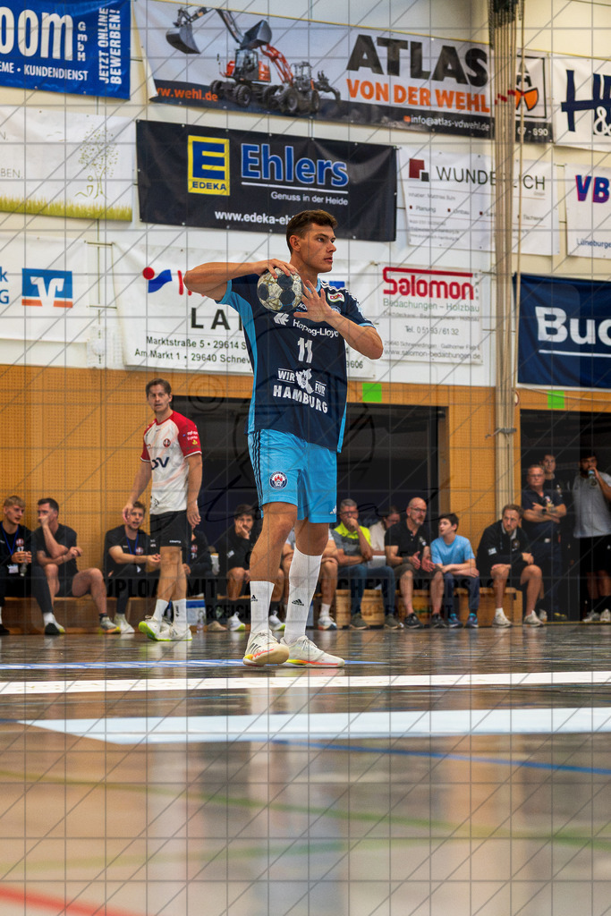 IHC 2026 - HC Hamburg vs. HØJ Elite | Nicolaj Jörgensen (Handball-Club Hamburg #11); IHC 2026 - HC Hamburg vs. HØJ Elite am 07.08.2026 in Sporthalle KGS, Schneverdingen - Realisiert mit Pictrs.com