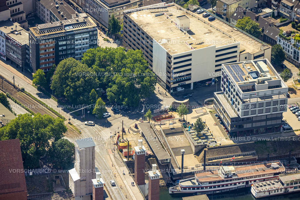 Duisburg220702104 | Luftbild, Calaisplatz, Innenhafen, Altstadt, Duisburg, Ruhrgebiet, Nordrhein-Westfalen, Deutschland