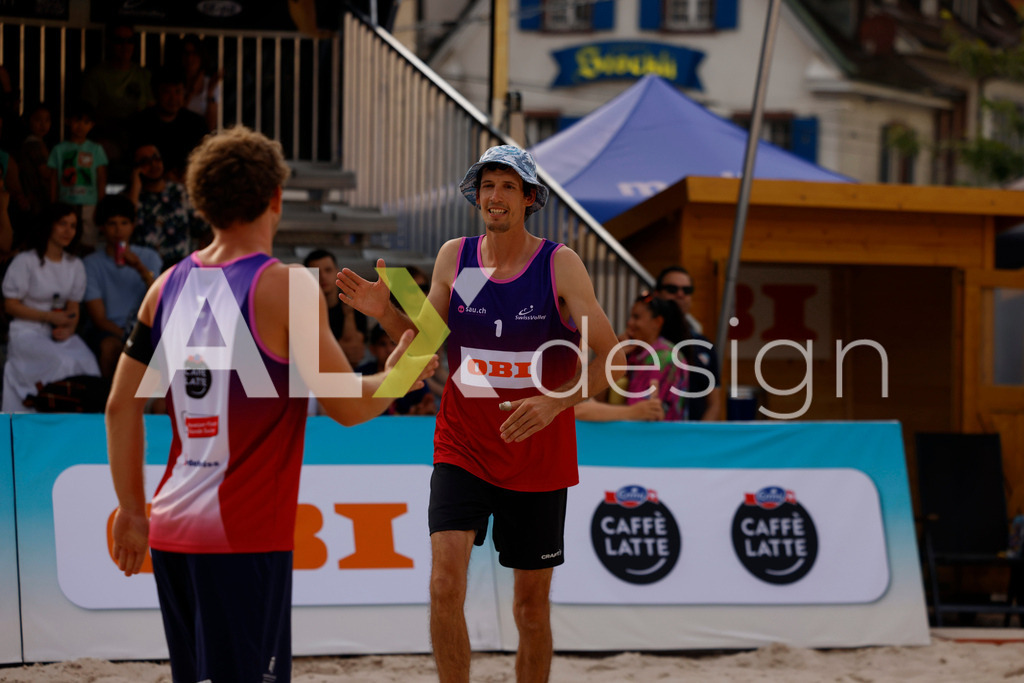 Obi BeachTour 2026 - Basel | BASEL, SWITZERLAND - JULY 18: SIMON HAGENBUCH (SUI) during the Obi BeachTour 2026 match between NAPIER / PETERSEN (DEN) and HAGENBUCH / HAUSSENER (SUI) at Barfüsserplatz on July 18, 2026 in Basel, Switzerland. - Realisiert mit Pictrs.com