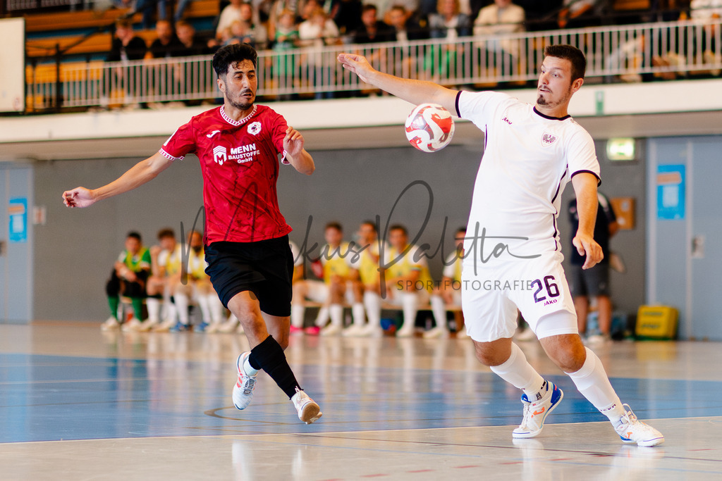 Futsal-Bundesliga, Saison 2025/2026, 2. Spieltag: SC Preußen Münster - FC Liria Futsal Berlin | Futsal-Bundesliga, Saison 2025/2026, 2. Spieltag, SC Preußen Münster empfängt FC Liria Berlin in der Universitäts-Sporthalle in Münster. Foto: sportfotografie.ms | Markus Paletta - Realisiert mit Pictrs.com