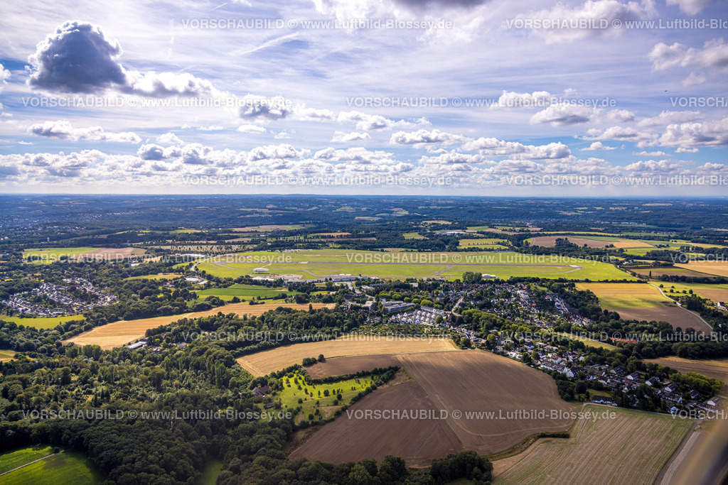 Muelheim220802018 | Luftbild, Flughafensiedlung am Flughafen Essen / Mülheim, Holthausen - Südost, Mülheim an der Ruhr, Ruhrgebiet, Nordrhein-Westfalen, Deutschland