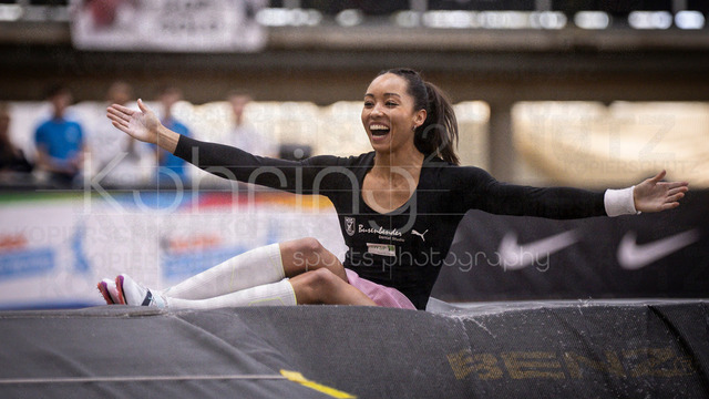 Deutsche Leichtathletik-Hallenmeisterschaften; Dortmund, 01.03.2026 | Jacqueline Otchere (MTG Mannheim) ist Deutsche Hallenmeisterin im Stabhochsprung; Deutsche Leichtathletik-Hallenmeisterschaften am 01.03.2026 in der Helmut-Körnig-Halle in Dortmund. 