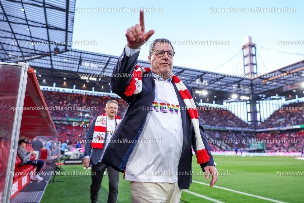 1FC05042501007 | 05.04.2025, Fußball, 1. FC Köln - Hertha BSC, 2.. Fußball Bundesliga, 28. Spieltag, RheinEnergie-STADION, Saison 2024 2025: Dr. Werner Wolf (Präsident 1.FC Köln) gestikulierendDFB regulations prohibit any use of photographs as image sequences and or quasi-video.