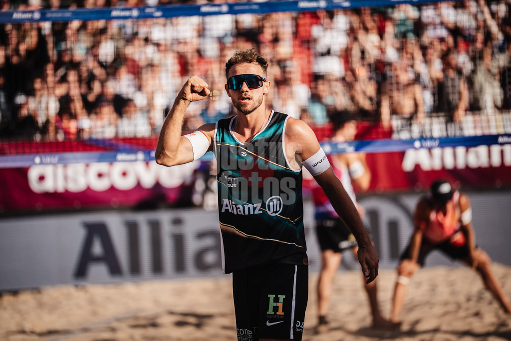 Beachvolleyball | Männer | Allianz German Beach Tour 2025 | Tourstop Berlin | 17.08.2025 | Jonas Sagstetter jubelt