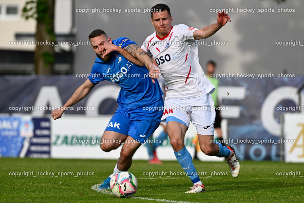 SAK Klagenfurt vs. SVG Bleiburg | #23 Kristian Sredojevic SAK, #5 Aljaz Storman SVG Bleiburg, SAK Klagenfurt vs. SVG Bleiburg, SAK Klagenfurt vs. SVG Bleiburg am 11.05.2024 in Klagenfurt (Sportpark Welzenegg), Austria, (Photo by Bernd Stefan)