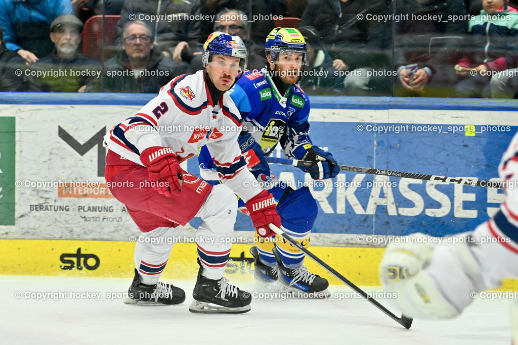 EC IDM WÄRMEPUMPEN VSV vs. EC Red Bull Salzburg | #2 MACPHERSON Dylan EC VSV, #16 HANCOCK Kevin EC VSV, EC IDM WÄRMEPUMPEN VSV vs. EC Red Bull Salzburg, EC IDM WÄRMEPUMPEN VSV vs. EC Red Bull Salzburg am 17.01.2025 in Villach (Stadthalle Villach), Austria, (Photo by Bernd Stefan)