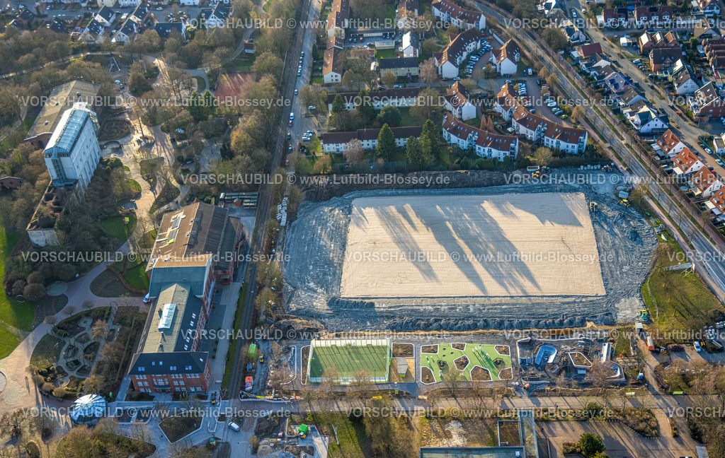 Hamm260204025 | Luftbild, Baustelle Neue Mitte Uentrop Grüne Umweltachse Sportpark und Freizeitpark Werner-Figgen-Weg Ecke Alter Grenzweg, Ostwennemarstraße, Uentrop, Hamm, Ruhrgebiet, Nordrhein-Westfalen, Deutschland