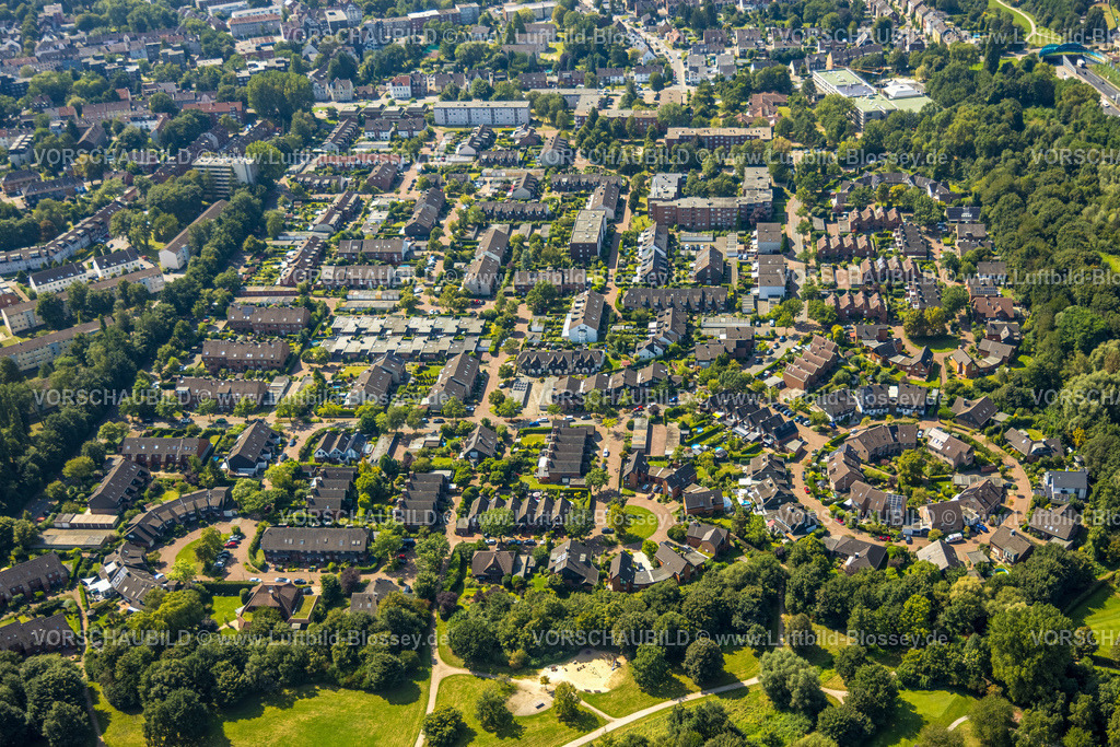 Gelsenkirchen240808412GE-Nord | Luftbild, kreisförmige Wohnanlage Bruchwiesenring, Wohnsiedlung an der Gräfte, Erle, Gelsenkirchen, Ruhrgebiet, Nordrhein-Westfalen, Deutschland