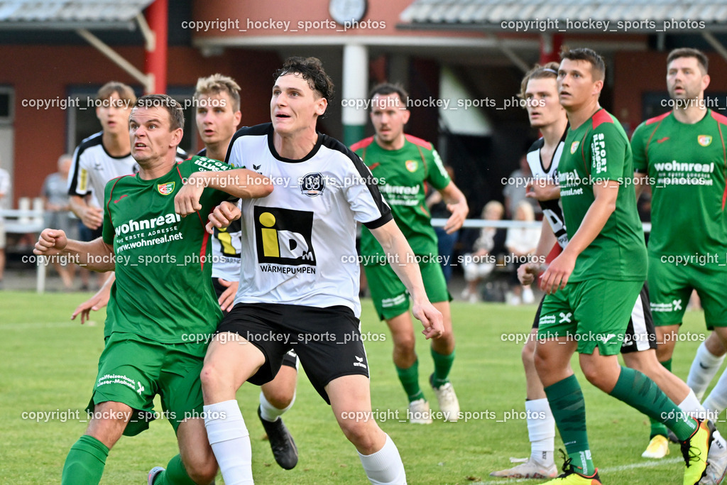 FC Gmünd vs. SV Spittal 1921 | #12 Marvin Metzler FC Gmünd, #3 Killian Brandner SV Spittal, FC Gmünd vs. SV Spittal 1921, FC Gmünd vs. SV Spittal 1921 am 27.08.2024 in Gmünd (Sportplatz Karnerau), Austria, (Photo by Bernd Stefan)