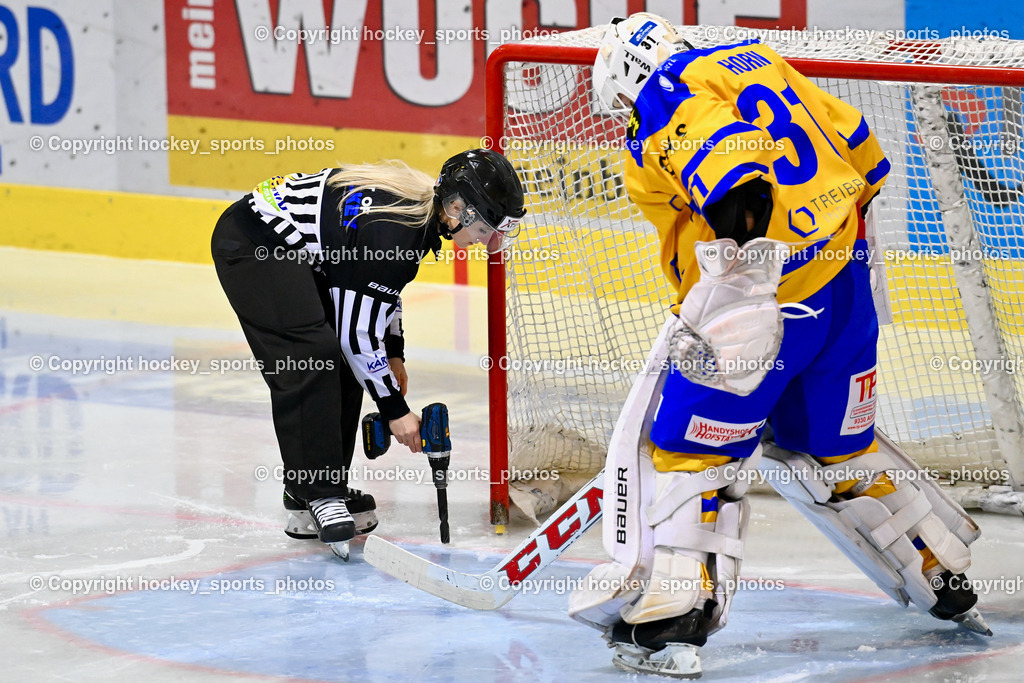 ESC Steindorf vs. EHC Althofen 22.2.2023 | Klemm Anja Referee, #31 Horn Fabian