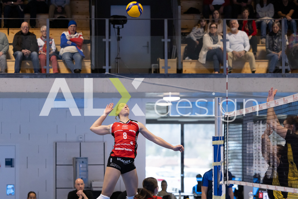 Volleyball I Frauen I Saison 2025-2026 I Volleyball NLA | Women I 1/4 Finals I  BIWI VFM - VC Kanti Schaffhausen I 01.03.2026 | 8 Lina-Marie Lieb (DE) (VC Kanti Schaffhausen) – Aussen - Realisiert mit Pictrs.com