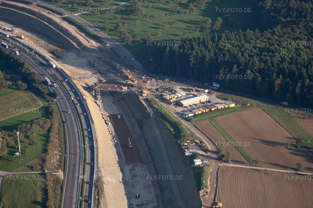 Luftbild: Mutschelbach, Baustelle A8 im Ortsteil Untermutschelbach in Karlsbad im Bundesland Baden-Württemberg in Deutschland.Foto: IMG_59825.jpg vom 24.09.2013 durch Werner Riehm/FLY-FOTO.deAuflösung des Originals: 4752 x 3168 px