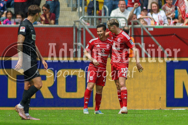 10.05.2026, GER, Fussball, Herren, 2. BL, Saison 2025/2026, Fortuna Düsseldorf - SV Elversberg | Cederic Itten Torjubel, jubelt nach seinem Treffer zum 2:0