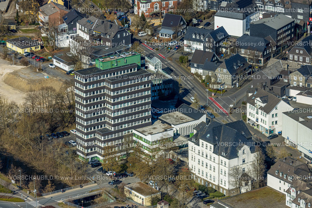 Olpe250307883Mitte | Luftbild, Rathaus Stadtverwaltung, Olpe-Stadt, Olpe, Sauerland, Nordrhein-Westfalen, Deutschland