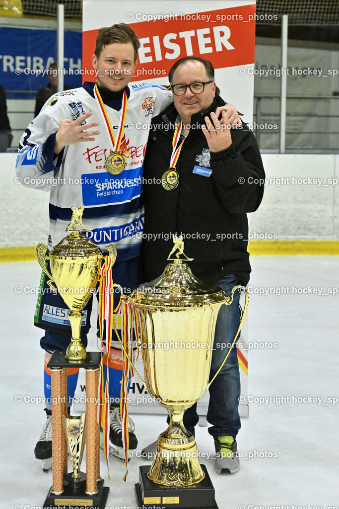 ESC Sparkasse Steindorf Meister 2025/26 | #92 Ratz Patrick ESC Steindorf, Sportlicher Leiter ESC Steindorf Armin Ratz, ESC Sparkasse Steindorf Meister 2025/26, ESC Sparkasse Steindorf Meister 2025/26 am 08.03.2026 in Althofen (Stadthalle Althofen), Austria, (Photo by Bernd Stefan)