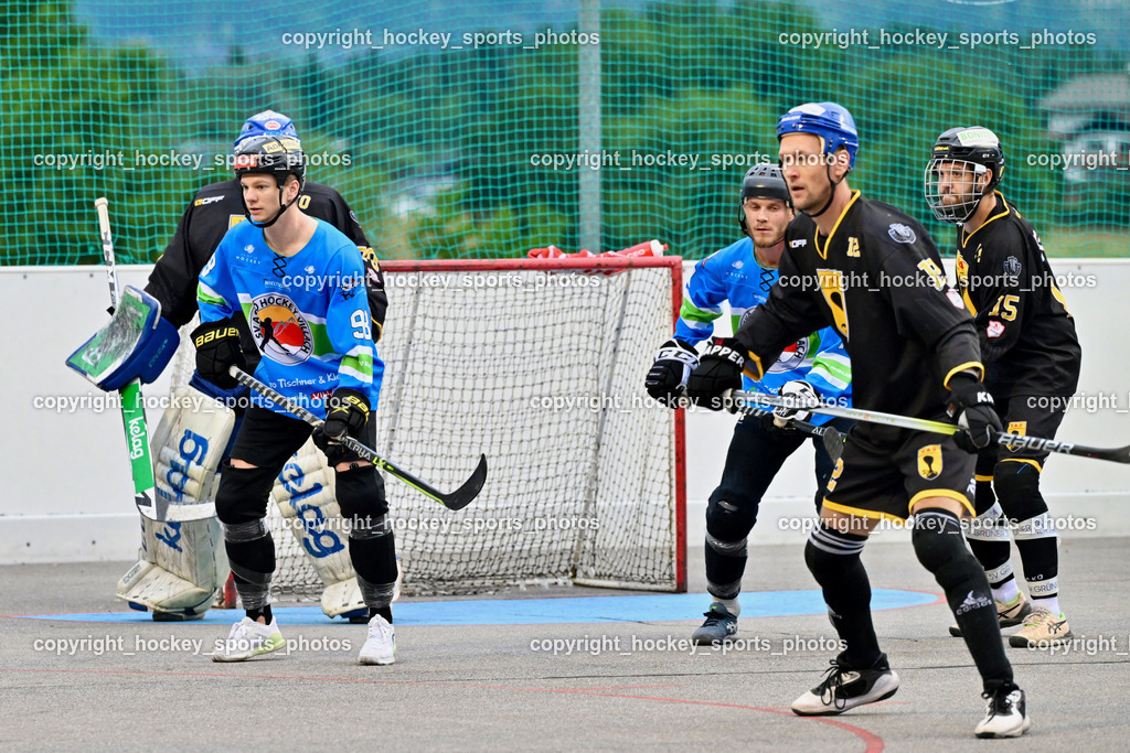 ASKÖ Hockey Villach vs. VAS Ballhockey  | #98 MAXA Alexander ASKÖ Villach Hockey, #12 Duricky Jan VAS Villach, #15 Kronig Daniel VAS Villach, #19 WIELTSCHNIG Luca ASKÖ Villach Hockey, ASKÖ Hockey Villach vs. VAS Ballhockey , ASKÖ Hockey Villach vs. VAS Ballhockey  am 06.07.2025 in Villach (Alpen Arena ), Austria, (Photo by Bernd Stefan)
