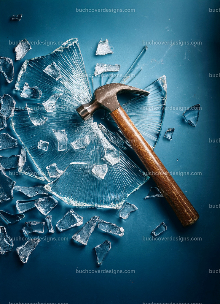 Glasscherben _ Glassplitter mit Hammer | Entdecken Sie kreative Buch Cover Designs für Self-Publishing-Autoren und Verlage! Unsere maßgeschneiderten Designs ziehen Leser an und bringen Ihre Geschichten visuell zum Leben. Lassen Sie uns Ihr perfektes Cover gestalten!