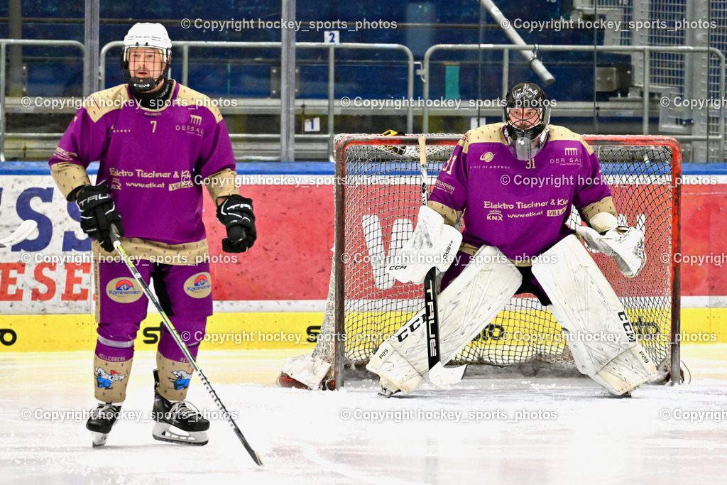 EC Kellerberg vs. EC Arnoldstein | #7 Neubauer Alexander EC Kellerberg, #31 Frank Patrick EC Kellerberg, EC Kellerberg vs. EC Arnoldstein, EC Kellerberg vs. EC Arnoldstein am 31.01.2025 in Villach (Stadthalle Villach), Austria, (Photo by Bernd Stefan)
