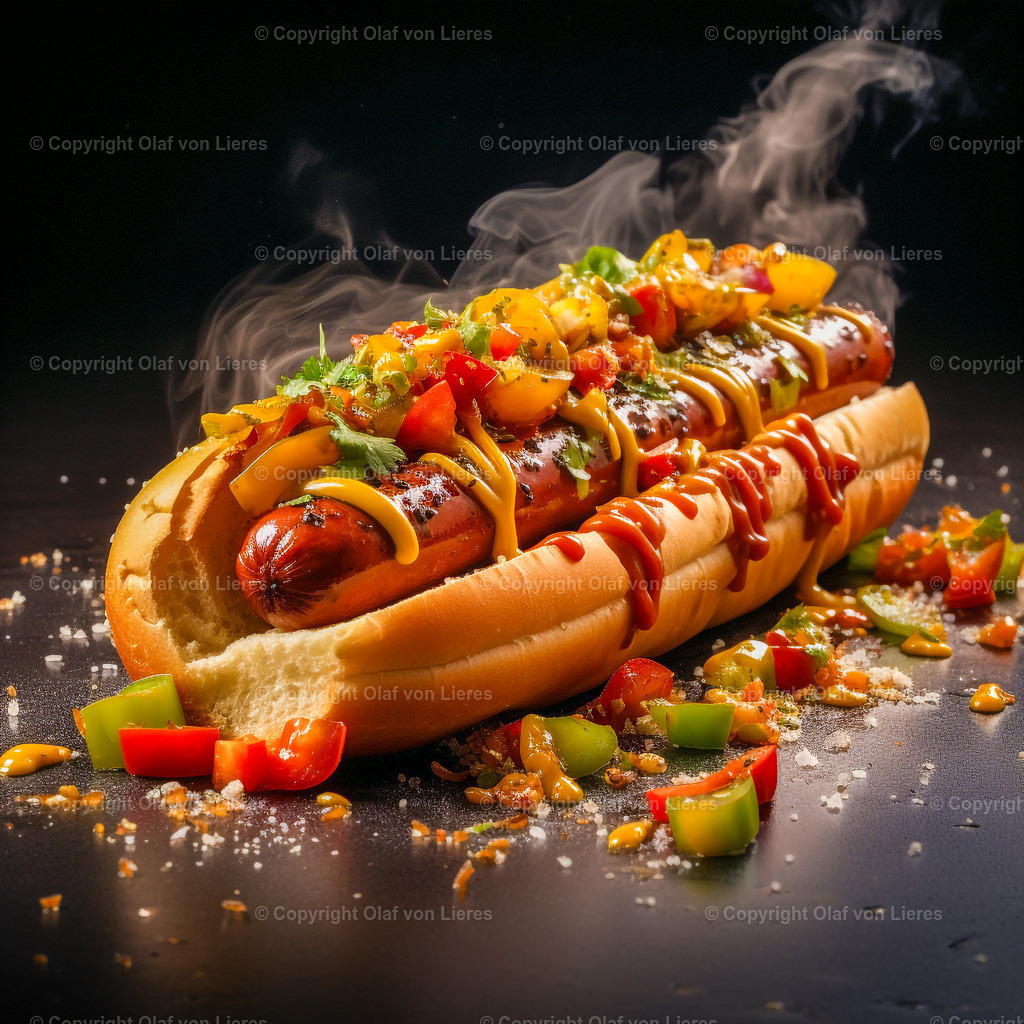 leckerer Hotdog | dampfender Hotdog 