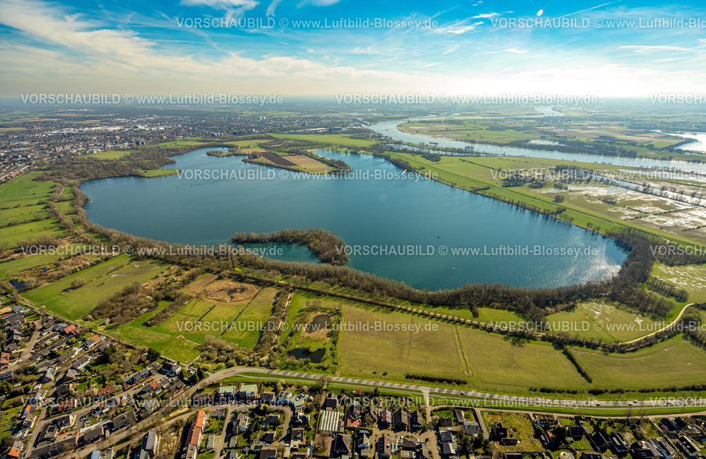 Wesel240311087 | Luftbild, Auesee, Weseler Aue und Leygraben bei Flüren, Strandbad Auesee Wesel Beach, Feldmark, Wesel, Nordrhein-Westfalen, Deutschland