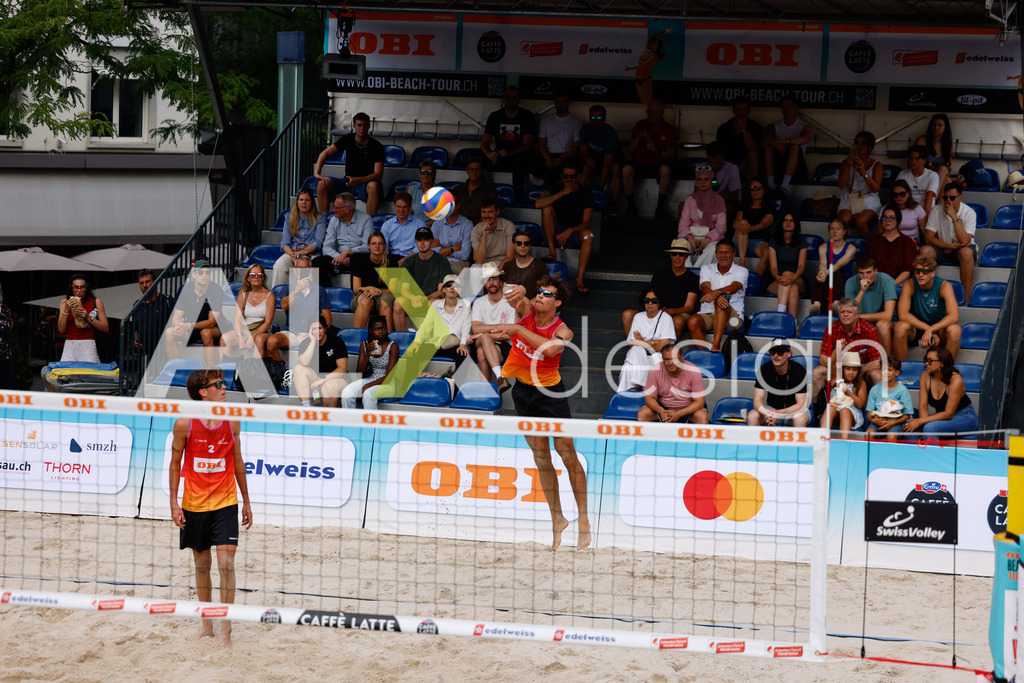 Obi BeachTour 2026 - Basel | BASEL, SWITZERLAND - JULY 17: DANIEL ALLEMANN (SUI) serve during the Obi BeachTour 2026 match between ALLEMANN / LEFFLER (SUI) and FURRER / WYMANN (SUI) at Barfüsserplatz on July 17, 2026 in Basel, Switzerland. - Realisiert mit Pictrs.com