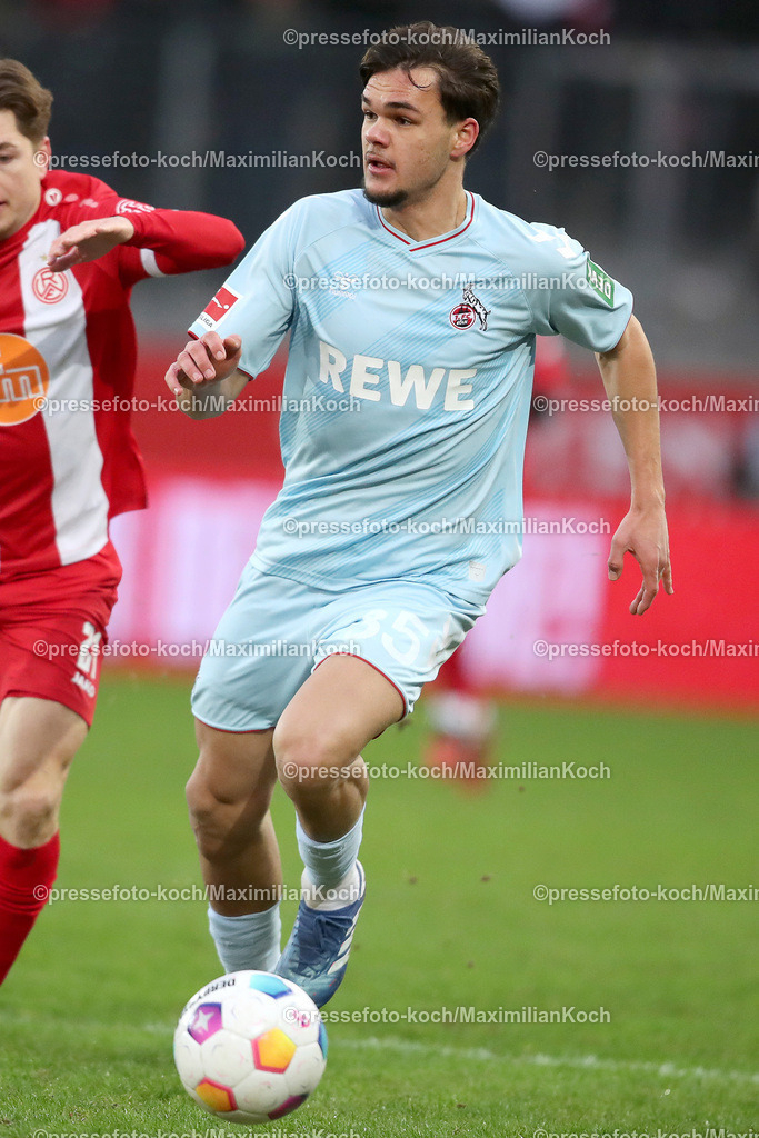 RWE06012402133 | 06.01.2024, Essen, Fußball, Herren, Stadion an der Hafenstraße, Testspiel, Rot-Weiss Essen – 1. FC Köln:  Max Finkgräfe (1.FC Köln). 
DFB regulations prohibit any use of photographs as image sequences and or quasi-video.