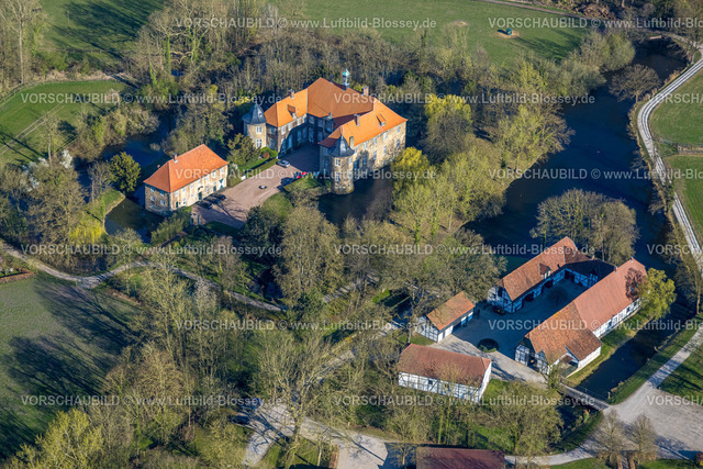 Drensteinfurt250400068Schloss ItlingenHerbern | Luftbild, Schloss Itlingen, Wasserschloss in der Bauerschaft Forsthövel-Merschstraße, 14. Jahrhundert, seit 2022 ist Schloss Itlingen Sitz der Erich-Kästner-Kinderstiftung, Herbern, Ascheberg, Münsterland, Nordrhein-Westfalen, Deutschland