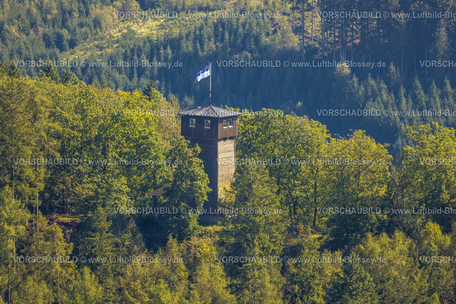 Lennestadt230909633Elspe | Luftbild, Wallburgturm auf dem Weilenscheid, Elspe, Lennestadt, Sauerland, Nordrhein-Westfalen, Deutschland