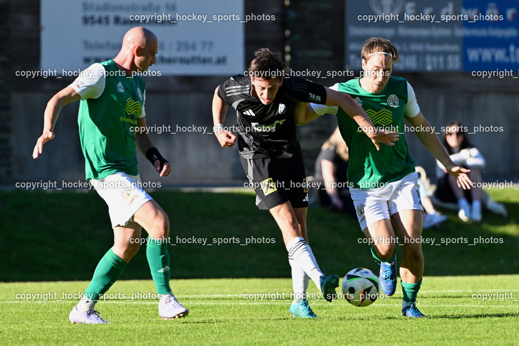 WSG Radenthein vs. URC Thal Assling | #12 Stefan Rauter WSG Radenthein, #10 Julian Jakob Moser URC Thal Assling, #8 Dominik Georg Grimschitz Al WSG Radenthein, WSG Radenthein vs. URC Thal Assling, WSG Radenthein vs. URC Thal Assling am 30.05.2025 in Radenthein (Sportplatz Radenthein), Austria, (Photo by Bernd Stefan)