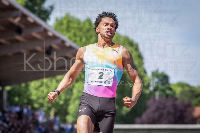 B&amp;S Kurpfalz Gala; Weinheim, 23.05.2026 | WEINHEIM, GERMANY - MAY 24: Joshua Hartmann (GER/ASV Köln e. V.) wins the final over 100m during the B&amp;S Kurpfalz Gala am 23.05.2026 at the  Sepp-Herberger-Stadium in Weinheim (Baden-Wuerttemberg / Germany).