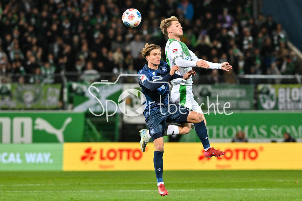 SpVgg Greuther Fürth - Karlsruher SC | FUERTH, GERMANY - OCTOBER 24: Dzenis BURNIC (Karlsruher SC 7) against Marco JOHN (SpVgg Greuther Fuerth 24) during the 2. bundesliga match between SpVgg Greuther Fuerth vs. Karlsruher SC on matchday 10 at Sportpark Ronhof Thomas Sommer on October 24, 2025 in Fuerth, Germany / DFL REGULATIONS PROHIBIT ANY USE OF PHOTOGRAPHS AS IMAGE SEQUENCES AND/OR QUASI-VIDEO