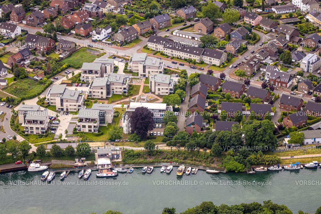 Dorsten220603097 | Luftbild, Wohnsiedlung Zum Leinpfad und Hanse Marina Dorsten Yachthafen, Hardt, Dorsten, Ruhrgebiet, Nordrhein-Westfalen, Deutschland