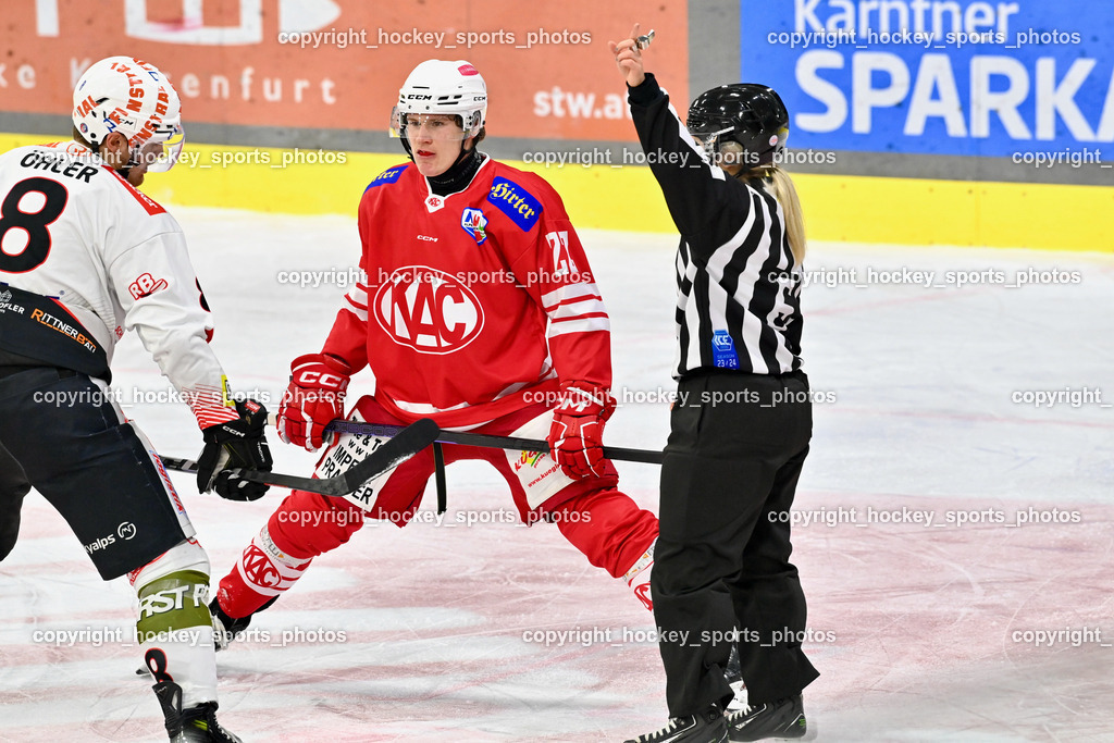 EC KAC Future Team vs. Rittner Buam 16.11.202 | #8 Öhler Robert, #22 Waschnig Lukas, KLEMM Anja Referee