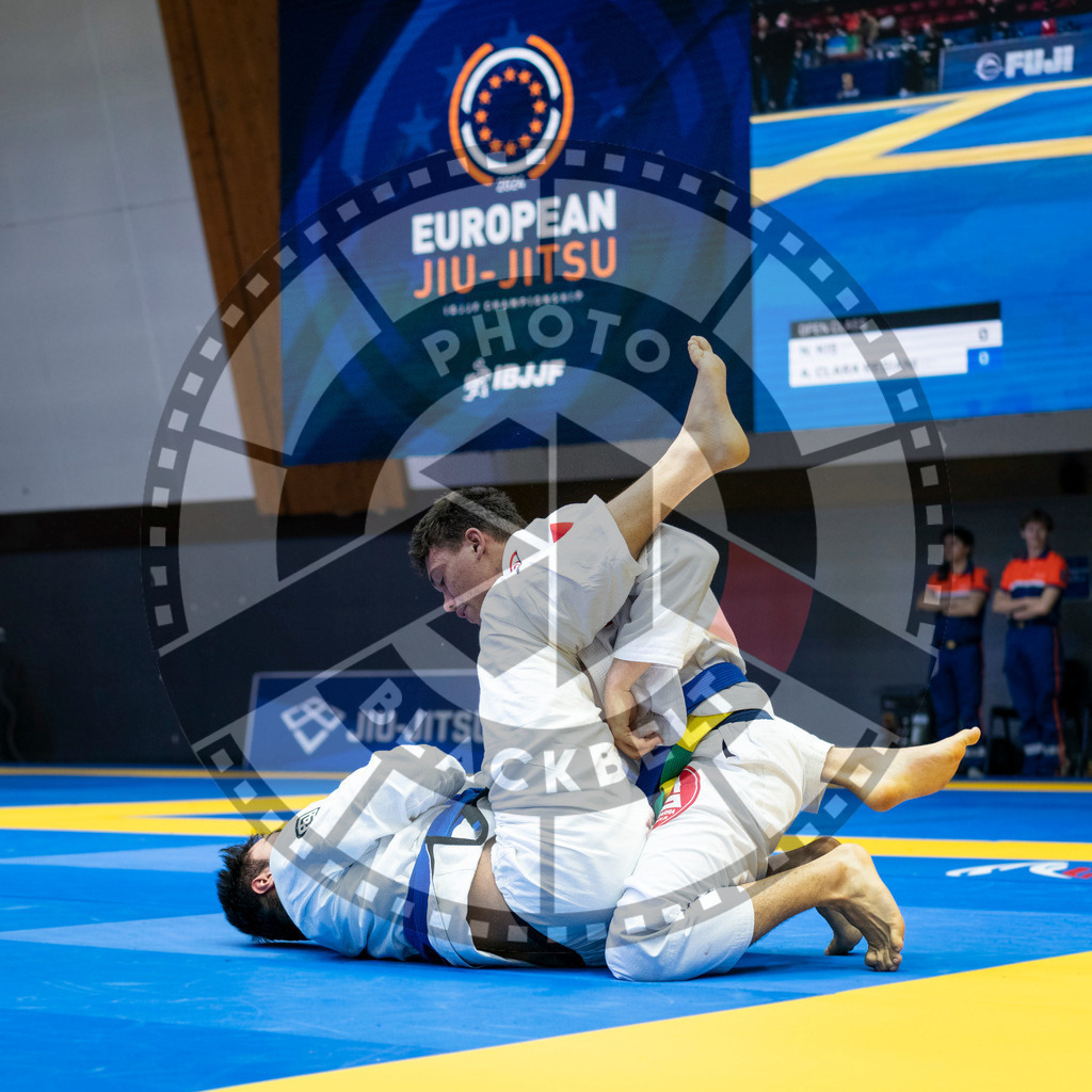 20240121PBB7574 | Fighters compete during the second day of the IBJJF European Championship in Paris, France, on January 21, 2024.