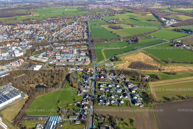 Unna230214128 | Luftbild, Wohnsiedlung An der Vaerstbrücke, Hammer Straße Höhe Schillerstraße, Mühlbach Wehr, Uelzen, Unna, Ruhrgebiet, Nordrhein-Westfalen, Deutschland